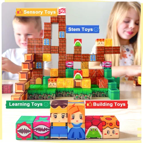 Miniatura 5 de Soyee Bloques Magnéticos - Juego de Construcción de Mundo Magnético de Mina para Niños Pequeñas Juguetes Sensoriales para Niños y Niñas Edades 3-5