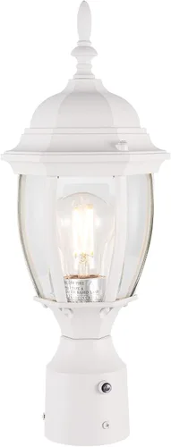 Miniatura 10 de LIT-PaTH Farol de poste de iluminación para exteriores, base mediana E26 máx. 60 W, carcasa de aluminio más vidrio, acabado blanco mate, paquete de 1