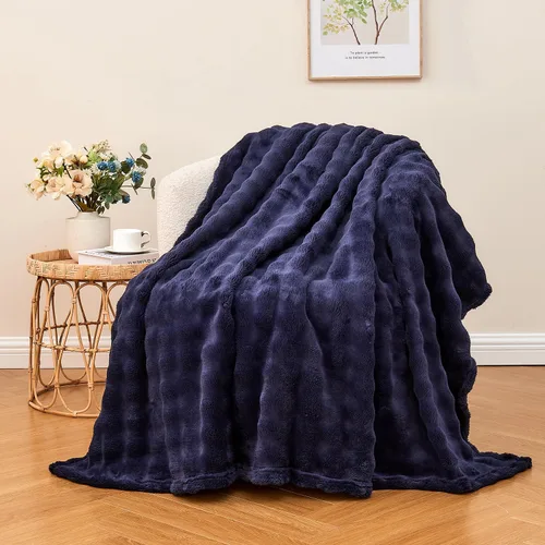Miniatura 12 de Wajade Manta de forro polar suave para sofá, 90 x 106 pulgadas, manta decorativa de burbujas 3D, acogedora y esponjosa, manta ligera y cálida