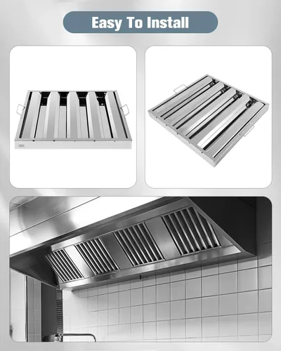 Miniatura 5 de Filtros de campana de acero inoxidable 430 de 19.5 pulgadas de ancho x 19.5 pulgadas de alto, filtros de campana comercial de 4 ranuras, filtro