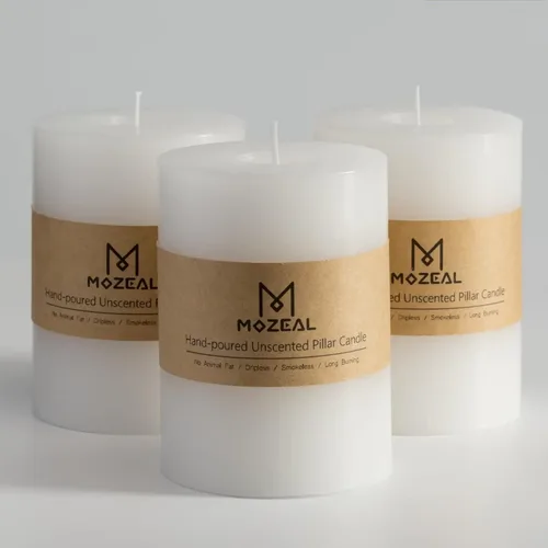 Miniatura 52 de MOZEAL Velas grandes sin perfume vertidas a mano de 3 x 8 pulgadas, sin humo, juego de 2, combustión lenta, sin goteo, aproximadamente 150 horas
