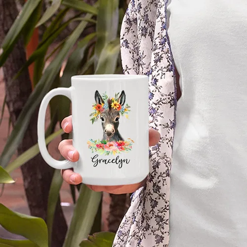 Miniatura 6 de Taza de café de burro personalizada, bonita taza de café de burro para amantes de los animales, niñas, hermana e hija, taza de té personalizada