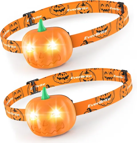 Miniatura 8 de EverBrite Faros delanteros de murciélago de Halloween, paquete de 2 lámparas de cabeza para niños con 3 modos cálido/rojo/estroboscópico, faros