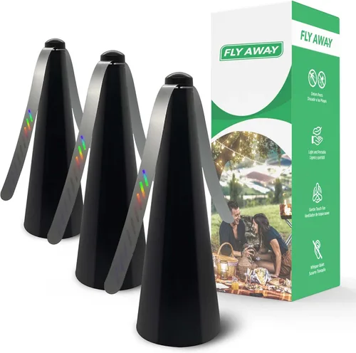 Fly Away - Paquete de 3 ventiladores repelentes de moscas para exteriores, uso en mesa exterior o interior, restaurante, barbacoa, eventos, disuadir