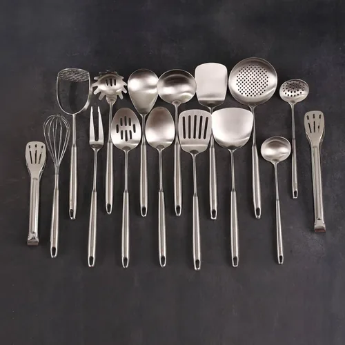 Miniatura 7 de Juego de Utensilios de Cocina de Acero Inoxidable 18/10 - 16 PIEZAS Todos los Utensilios de Servir de Metal, Herramientas de Cocina - Batidor