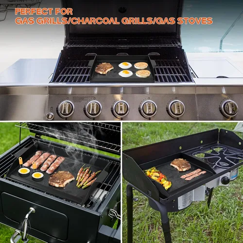 Miniatura 6 de Onlyfire - Plancha universal de hierro fundido, placa de parrilla con revestimiento antiadherente con paredes laterales extra altas para carbón
