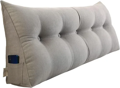 Cojín grande triangular para cabecero, suave para cabecero, cojín para sofá cama, soporte de posicionamiento, almohada de lectura de cuña, gris,