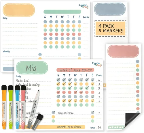 Miniatura 9 de Gráficos magnéticos de tareas galardonadas para niños, paquete de 3 tablas de responsabilidad y comportamiento de borrado en seco para varios niños