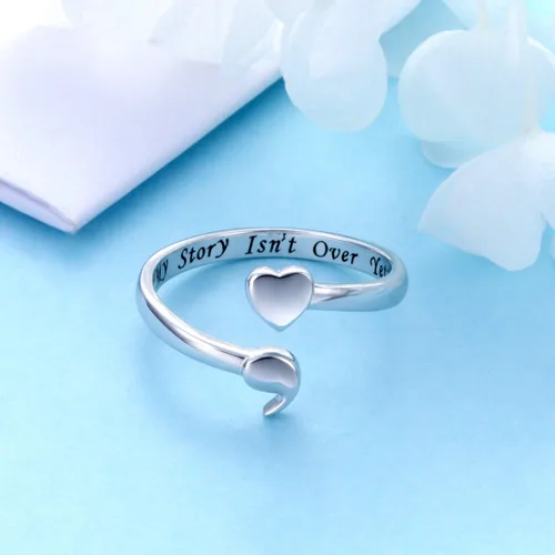 Miniatura 3 de DAOCHONG Anillo de plata de ley S925 My Story Isn't Over Yet de punto y semicolon de corazón no ajustable This Too Shall Pass