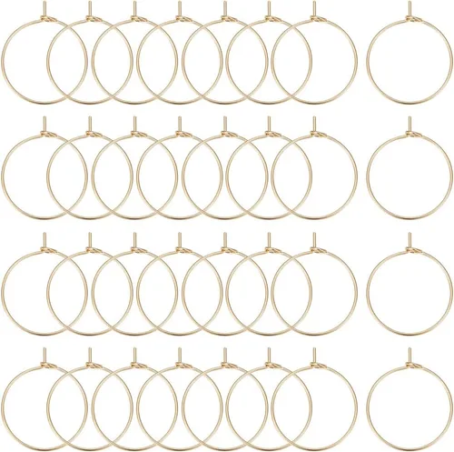 Beebeecraft 1 caja de 100 piezas de aretes de aro chapados en oro de 18 quilates de acero inoxidable 316 con pines de 0.028 in para hacer aretes de