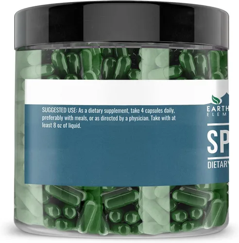 Miniatura 3 de Earthborn Elements Spirulina 200 cápsulas, pura y sin diluir, sin aditivos