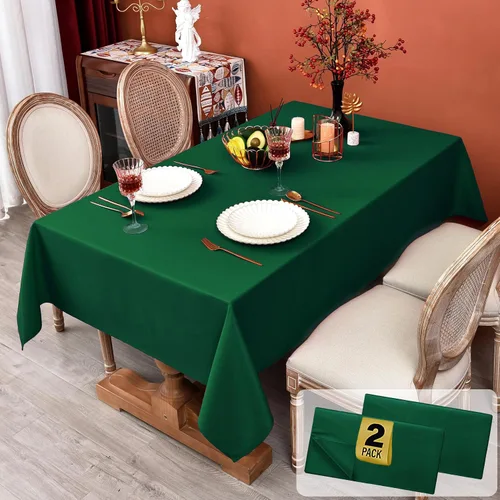 Miniatura 30 de MEANMOY Mantel cuadrado de poliéster lavable, resistente al agua y a las manchas, de 210 GSM, de 54 x 54 pulgadas, mantel de mesa rectangular sin