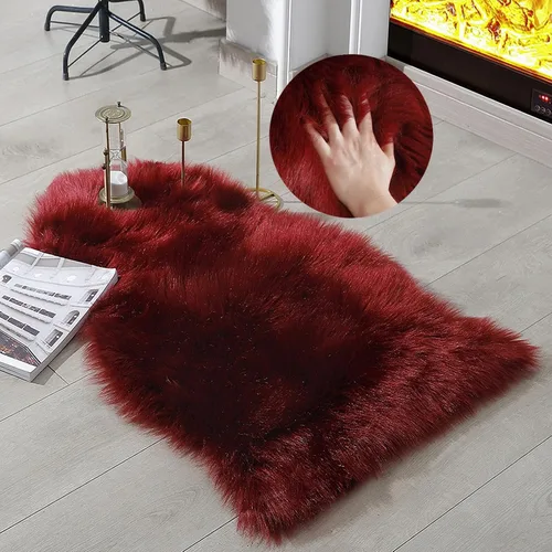 Miniatura 10 de linmopm Alfombra de piel sintética de pelo lanudo esponjoso negro de 2x6 pies para dormitorio, cabecera de la cama, suelo, sala de estar, cojín