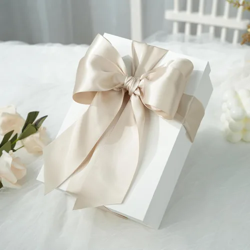 Miniatura 6 de Cinta de Satén Champán - 2 Pulgadas de Doble Cara Gruesa de Seda Champán Nude para Decoración de Bodas, Envoltura de Regalos, Recuerdos de Fiesta