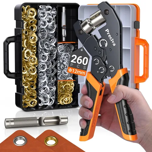 Kit de herramientas de ojales con ojales de 1/2 pulgada y estuche de transporte, juego de alicates perforadores de ojales, troqueles de precisión