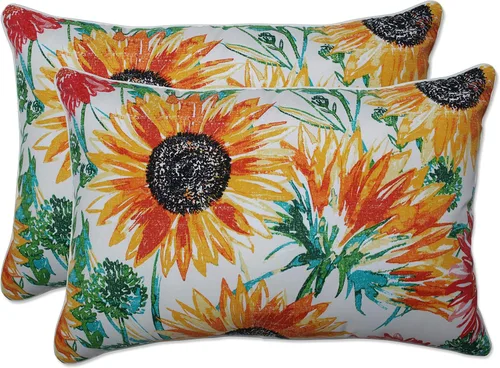 Miniatura 38 de Pillow Perfect - Cojines decorativos florales brillantes para interiores/exteriores, 2 unidades, lumbar - 11.5 x 18.5 pulgadas, verde/rojo Zoe