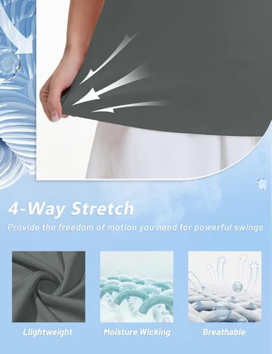 Miniatura 4 de MAGCOMSEN Camisas de golf para mujer, manga corta, cuello polo, cuello en V, secado rápido, protección solar UPF 50+