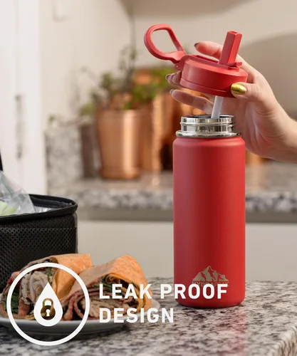Miniatura 6 de Hydrapeak Mini botella de agua para niños de 20 onzas con tapa con pajilla, doble pared de acero inoxidable, a prueba de fugas y derrames, fría