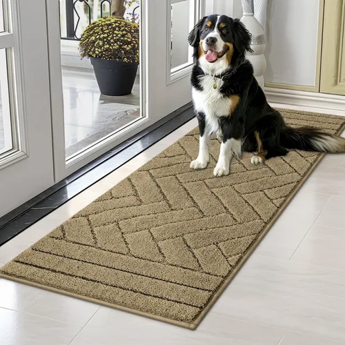 Miniatura 24 de Tindbea Tapete para perro para patas fangosas, absorbe la humedad, la suciedad, antideslizante, lavable, tapete de barro para perros, parte trasera