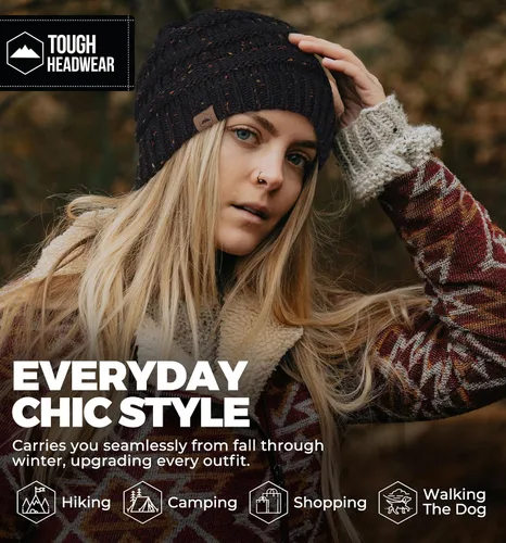 Miniatura 80 de Gorro de punto para mujer, cálido y suave, elástico, para clima frío de Tough Headwear