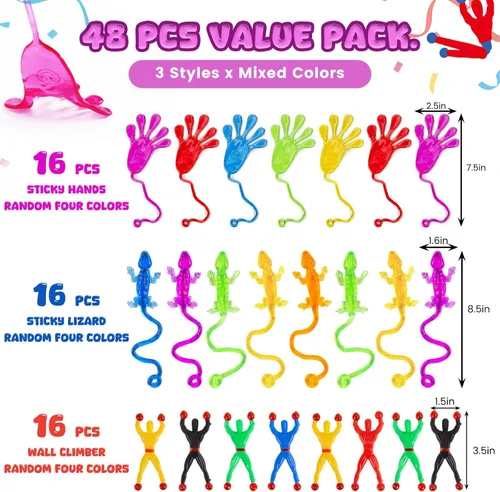 Miniatura 6 de AMOR PRESENT 48 piezas de juguetes adhesivos elásticos para fiestas, juego de recuerdos de mesa de fiesta para niños, caja del tesoro del aula
