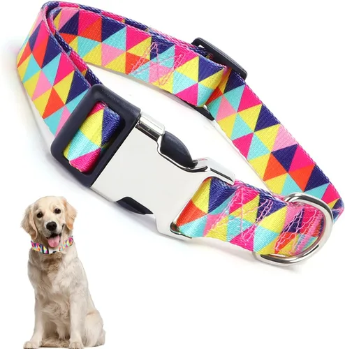 Miniatura 12 de Lindo collar para perros XS, pequeños, medianos y grandes, collar de nailon suave para mascotas, con estampado 3D multicolor, collares ajustables 5