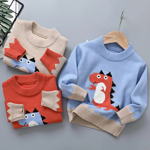 Miniatura 5 de Boys Girls Long Sleeve Sweater Baby Fall Winter Knit Sweatshirt for 1 to 5Y Pullover Collar Tops