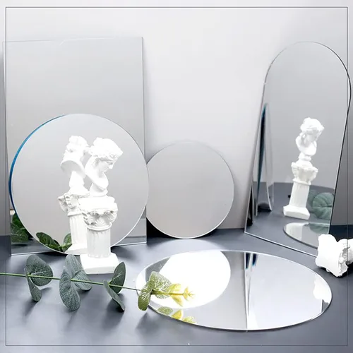 Juego de 4 accesorios geométricos de espejo para fotos, tablero de reflejo de espejo acrílico, accesorios de fondo de fotografía para productos,
