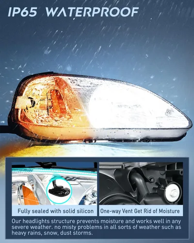 Miniatura 4 de Nilight - Conjunto de faros delanteros compatibles con Honda Civic 1999 2000, lámparas de repuesto con carcasa cromada, reflector ámbar, lente