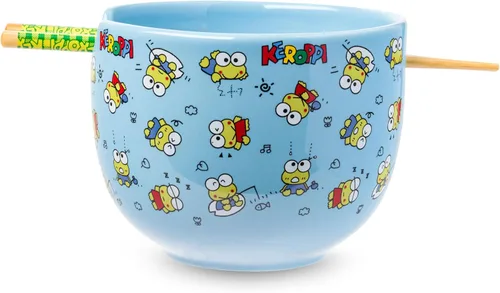 Miniatura 25 de Silver Buffalo Hello Kitty y sus amigos Chococat - Tazón de cerámica para ramen y arroz con palillos, patrón a cuadros, apto para microondas, 20