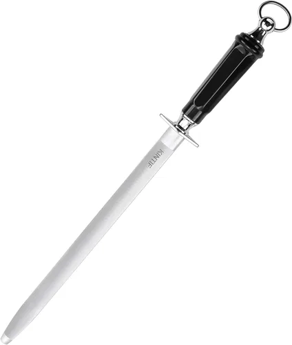 Miniatura 7 de Afiladores profesionales de acero para afilar cuchillos de 12 pulgadas, varilla de afilado de alto carbono, líneas finas, alta dureza, afilado de 10