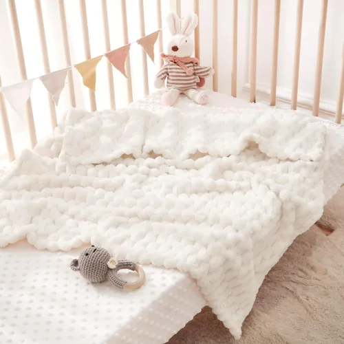 Miniatura 4 de HOMRITAR Manta de franela de forro polar mullida para bebé, jacquard 3D, manta de cama de felpa suave y cálida para decoración del hogar, manta