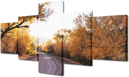 Miniatura 136 de TUMOVO Lienzo decorativo para pared de sala de estar, 5 paneles de naturaleza, Alaska, Estados Unidos, autopista alrededor de montañas, paisaje