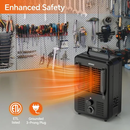 Miniatura 3 de Shinic Calentador Milkhouse de 1500 W, calentador utilitario Milkhouse con termostato ajustable, protección contra sobrecalentamiento y vuelco