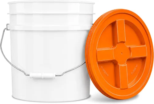 Miniatura 12 de ePackageSupply Cubo de 3.5 galones con tapa, cubo de grado alimenticio con tapa hermética de rosca con sello gamma hermético, plástico de Rojo