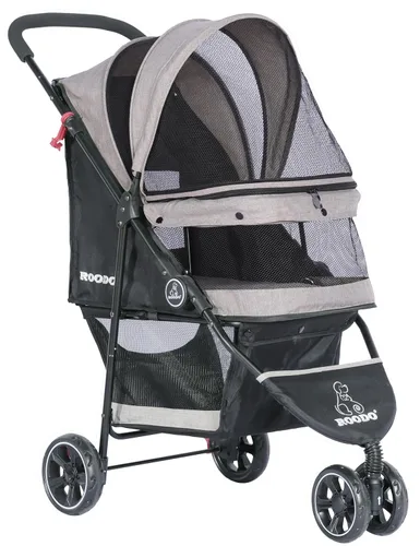 Miniatura 8 de ROODO Cochecito de 3 ruedas para perros y gatos, ligero, plegable, compacto, portátil, todo terreno, equipo de viaje, cachorro, gatito, cochecito