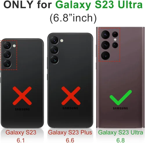 Miniatura 2 de KEZiHOME Funda para Galaxy S23 Ultra, de cuero genuino [bloqueo RFID], funda tipo cartera, ranura para tarjetas con tapa magnética y soporte