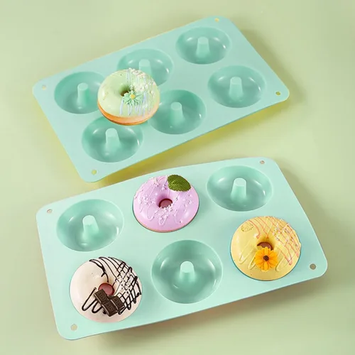 Miniatura 5 de Molde de silicona para donas, molde antiadherente, molde para donas para 6 rosquillas de tamaño completo para hornear, rosquillas de galletas