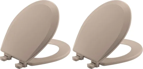 Miniatura 8 de Bemis 1500EC 146 - Asiento de inodoro con bisagras Fácil Limpia & Cambia, madera esmaltada duradera y anodizada, diseño alargado, color almendra