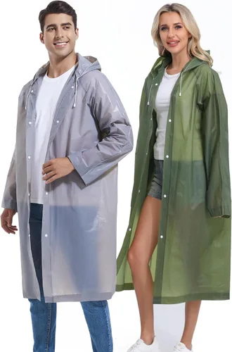 Miniatura 48 de 2 abrigos de lluvia de Borogo para adultos, chaquetas de lluvia reutilizables para hombres y mujeres