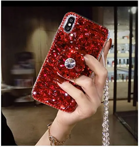 Miniatura 2 de Funda para Redmi Note 11 Pro, Redmi Note 11 Pro 5G, Diamond Kickstand 3D hecha a mano Bling Diamond Glitter Funda para Xiaomi Redmi Note 11 Pro Rojo