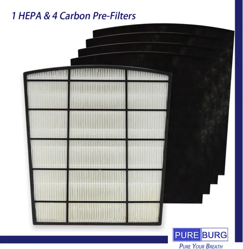 Miniatura 2 de PUREBURG Juego de filtros HEPA de repuesto compatible con LP-HF550 LP-PF150 para purificador de aire multihabitación LP550TH Bali, carbón activado