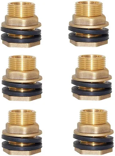 Miniatura 9 de Joywayus 3/4" conector macho de rosca de latón para tanque de agua con accesorio de mamparo de tanque y anillo de goma para estabilizarlo