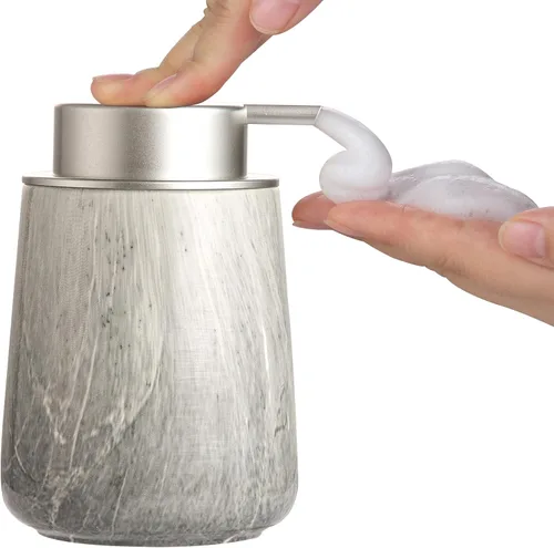 Miniatura 14 de Enra Dispensador de jabón espumoso de cerámica, dispensador de jabón de espuma de mármol de 12 onzas, dispensador de jabón de manos recargable