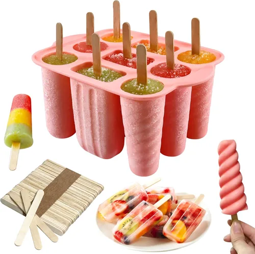 Miniatura 11 de 10 Cavity Silicone Popsicle Molds with 50 Sticks, BPA Free (10 Cavties-Blue)
