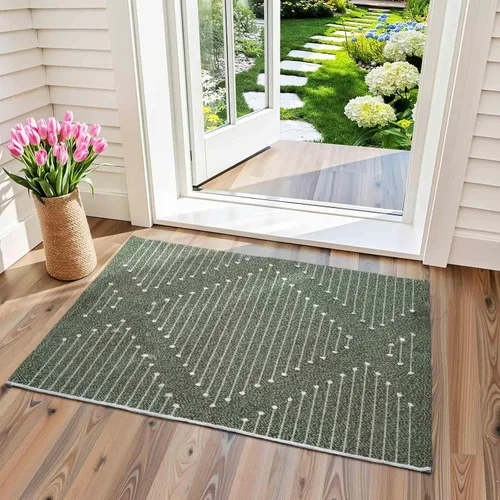 Miniatura 20 de LIVEBOX - Alfombra boho negra de 5 x 7 pies, grande y lavable para sala de estar, alfombra de algodón marroquí para dormitorio, interior y exterior