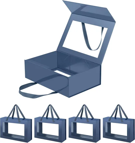 Miniatura 49 de Caja de regalo negra con ventana, caja de regalo magnética transparente para regalo, caja de propuesta de padrino de boda (10.5 x 7.5 x 3 pulgadas)