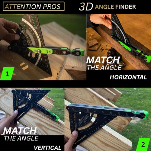 Miniatura 4 de Britton Square 7"-Negro/Verde Escuadra de Aluminio para Vigas - Escuadra de Vigas con Nivel, Innovadoras Herramientas de Carpintería y Estructuración