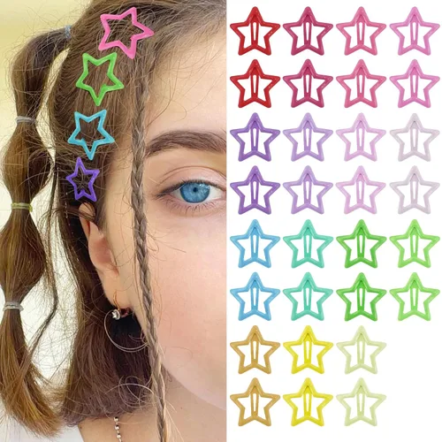 Miniatura 10 de Pinzas para el cabello Y2K de la década de 2000, pasadores de pelo antideslizantes, accesorios para el cabello de estrella plateadas, pinzas