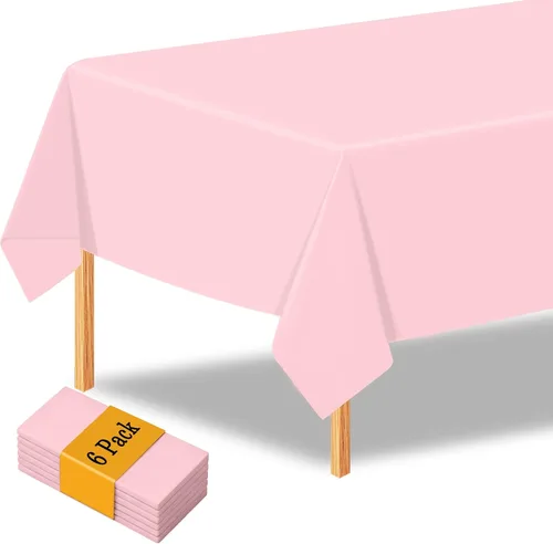 Miniatura 39 de 2 manteles de plástico color beige, 54 x 108 pulgadas, rectangular, desechables, para cumpleaños, bodas, pícnic, fiestas de vacaciones